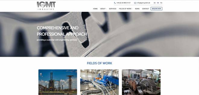 Корпоративный сайт компании IGMT Industry GmbH