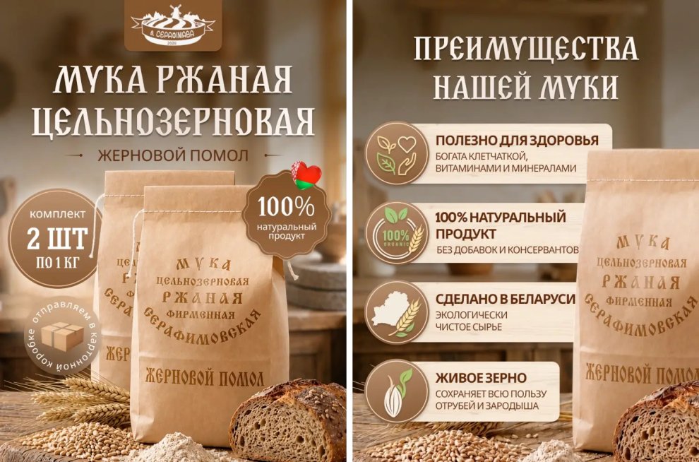 Карточки для натуральной муки и хлопьев